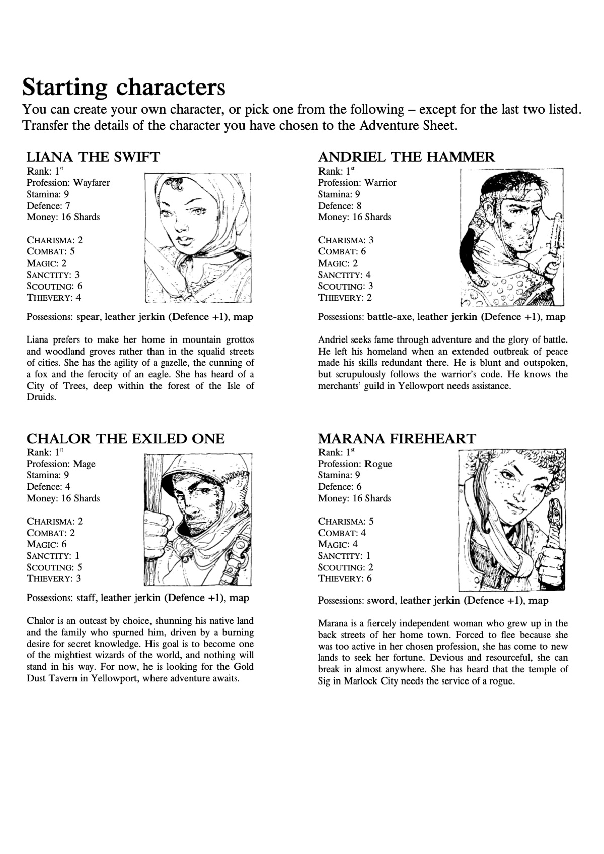 Katso lähemmin Fabled Lands PDF: characters