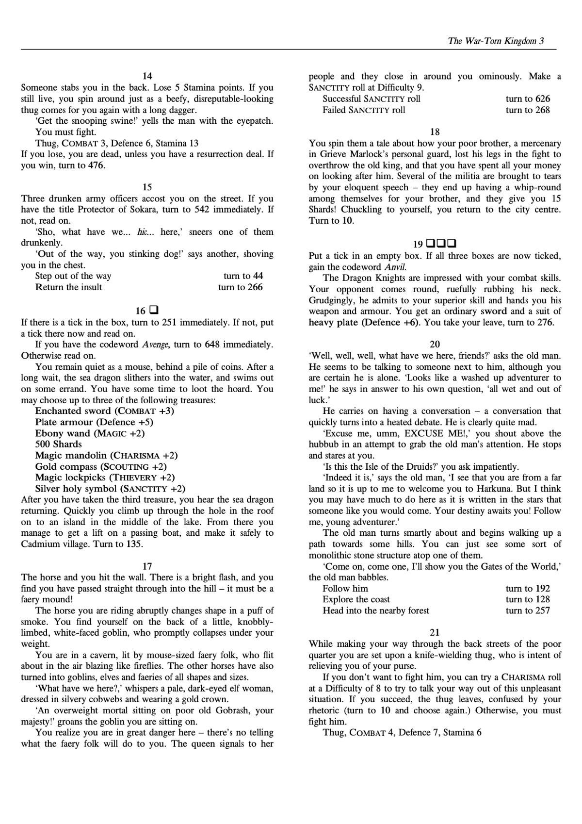Katso lähemmin Fabled Lands PDF: sections
