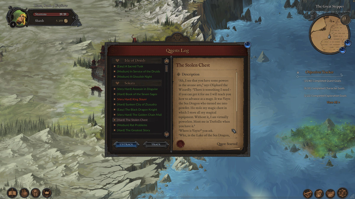 Katso lähemmin Fabled Lands: quest log