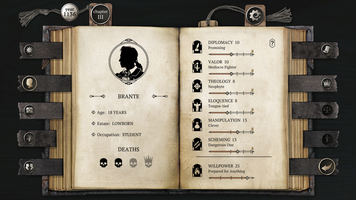 Katso lähemmin The Life and Suffering of Sir Brante: characteristics at 18